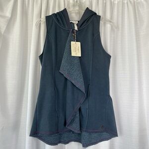 435 by Matilda Jane Girls My Compass Casual Blue Hooded Zip-Up Ruffle Vest Sz 14